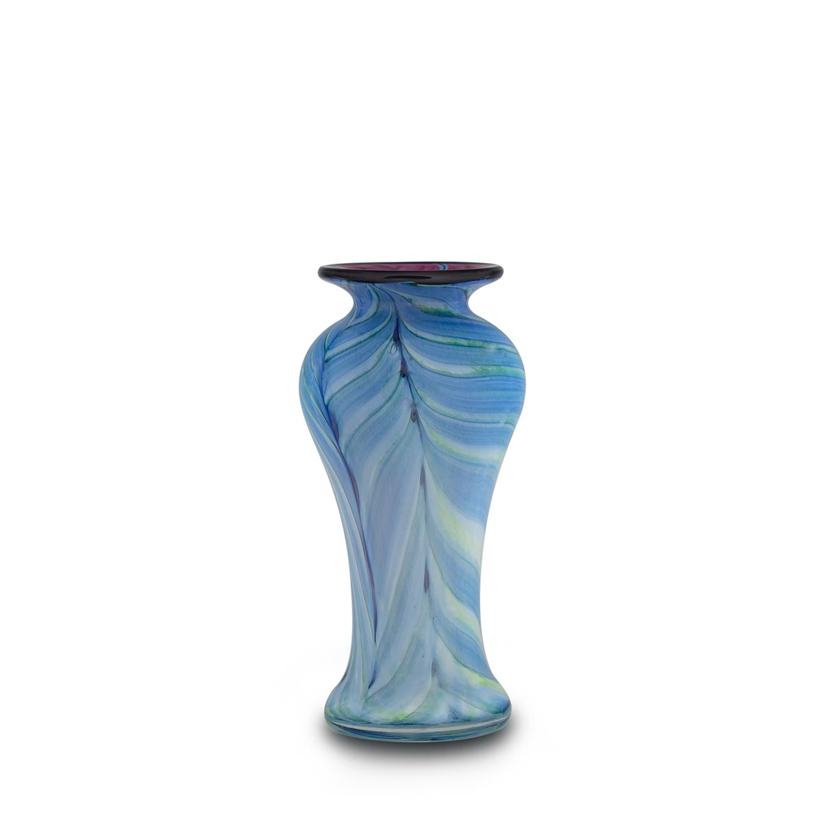 Small Slender Purple-Green Blue Feathered Vase