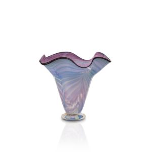 Tall wave vase - small - Purple-Green-Blue Feathered