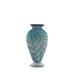 Flat Vase - Small- Purple-Green-Blue Feathered