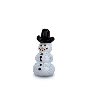 Blown glass snowman with cowboy hat by The Glass Forge