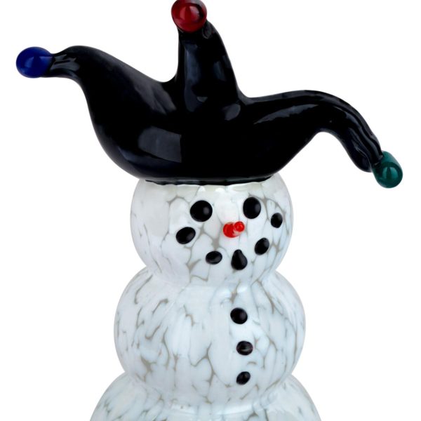 Blown glass snowman with Jester hat - hat detail