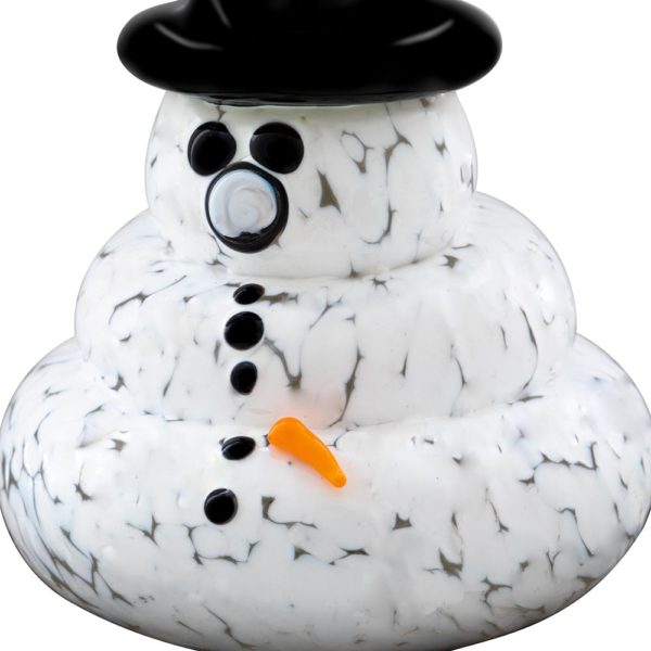 Slumping Glass Snowman No Nose with Top Hat