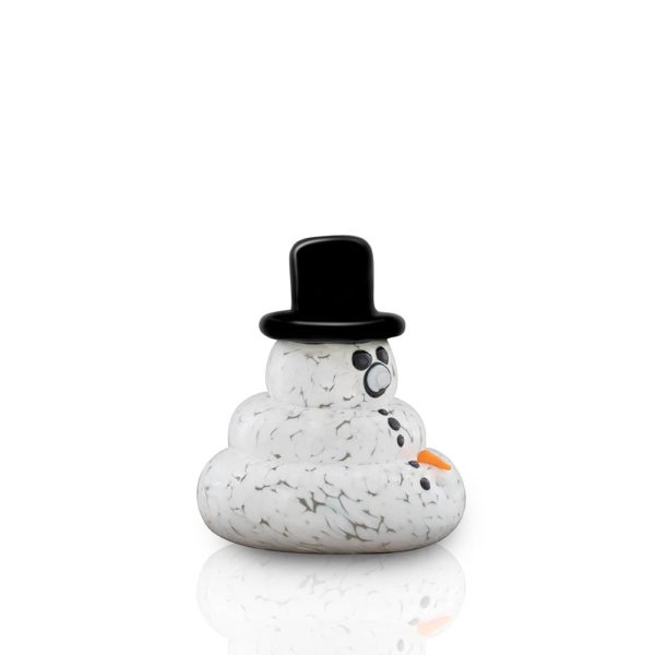 Slumping Glass Snowman No Nose with Top Hat