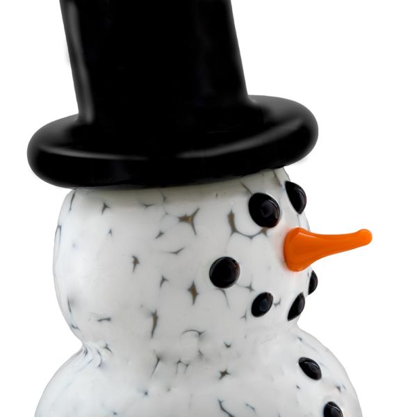 glass snowman - top hat: close up - created exclusively by the Glass Forge in Grants Pass, OR